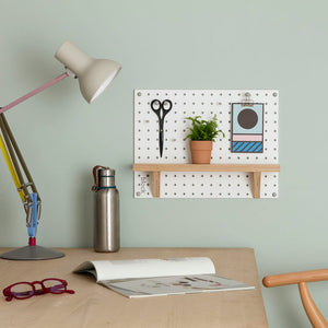 Small white pegboard for office