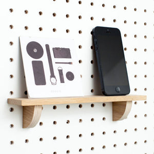wooden display shelf for pegboards