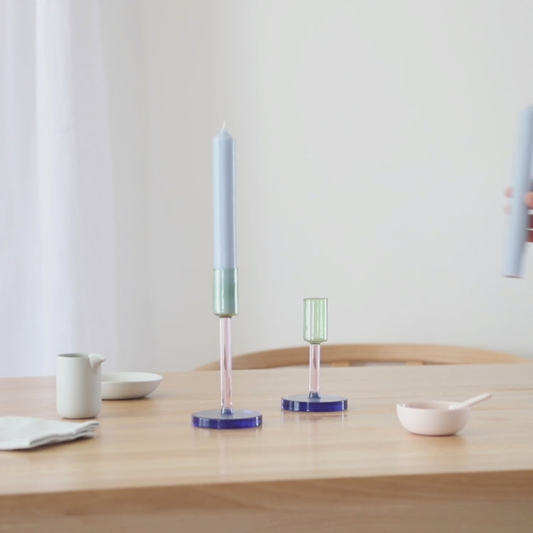 Dual Colour Tall Glass Candle Holder