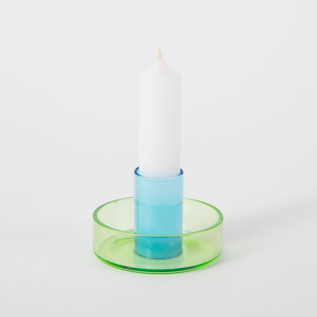 glass green and blue candle holder