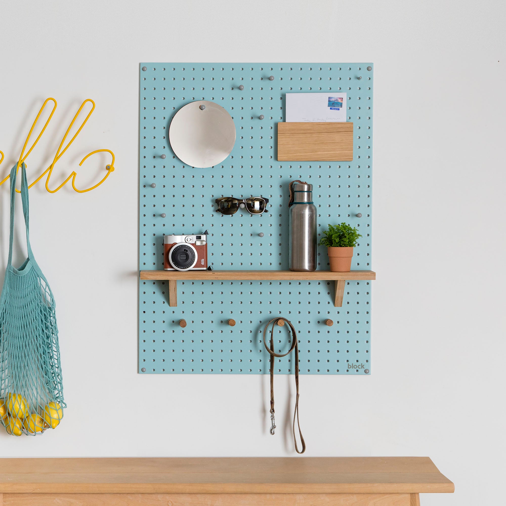 large blue display pegboard for living room, office or kitchen