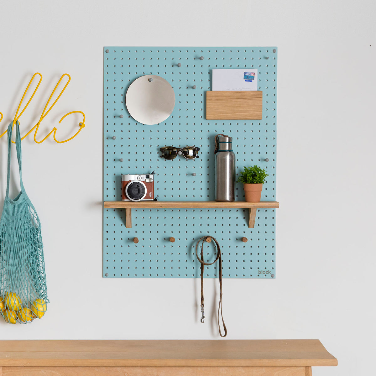 large blue display pegboard for living room, office or kitchen