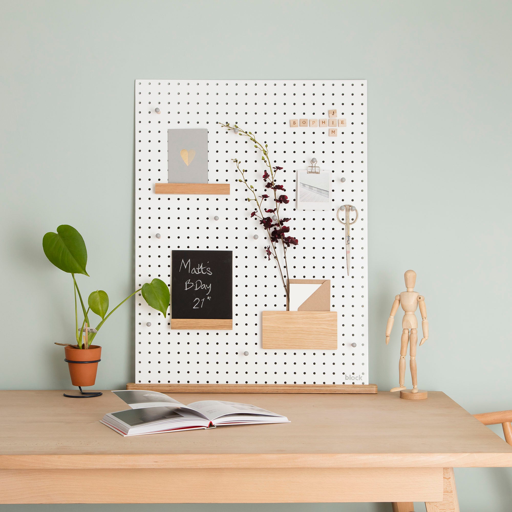 large white display pegboard for living room, office or kitchen