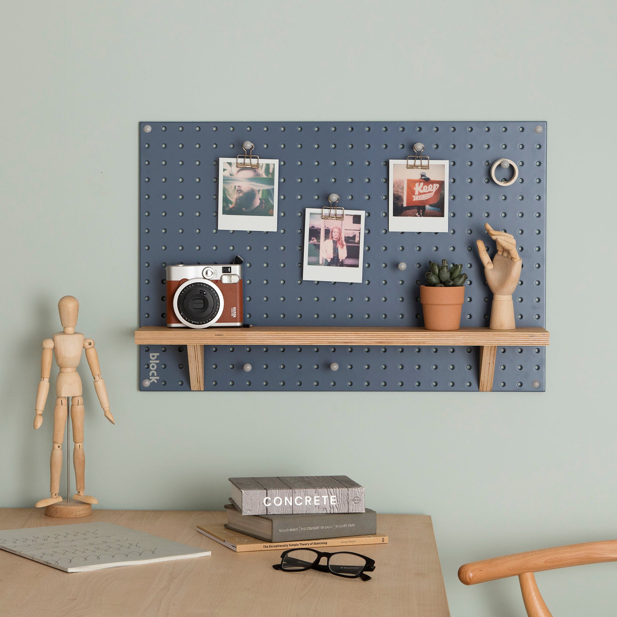 medium navy blue display pegboard for living room, office or kitchen