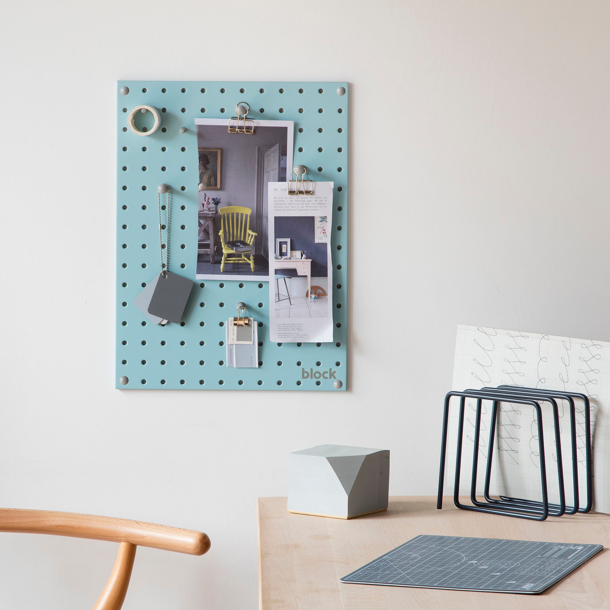 small light blue display pegboard for living room, office or kitchen