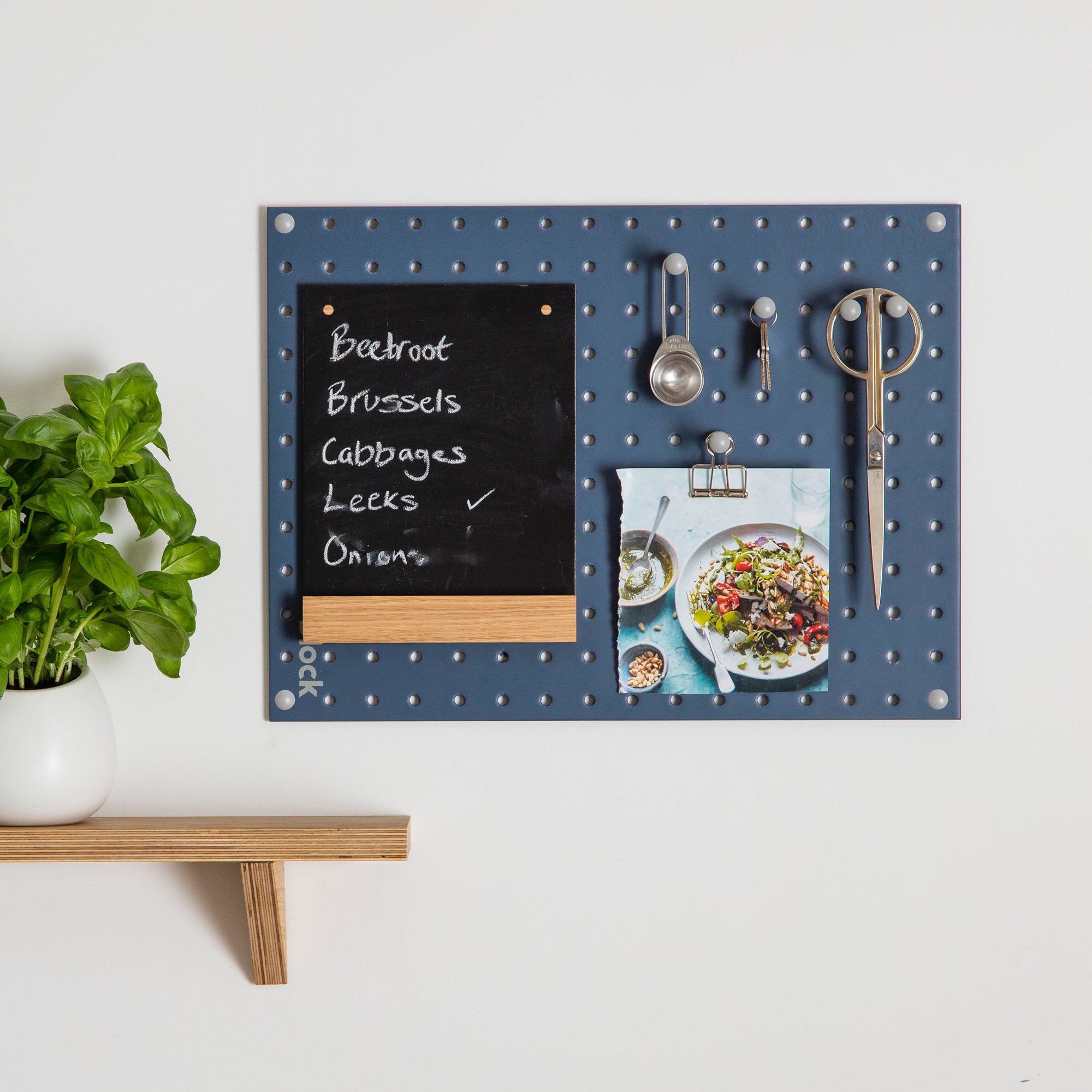 Small blue pegboard for kitchen wall