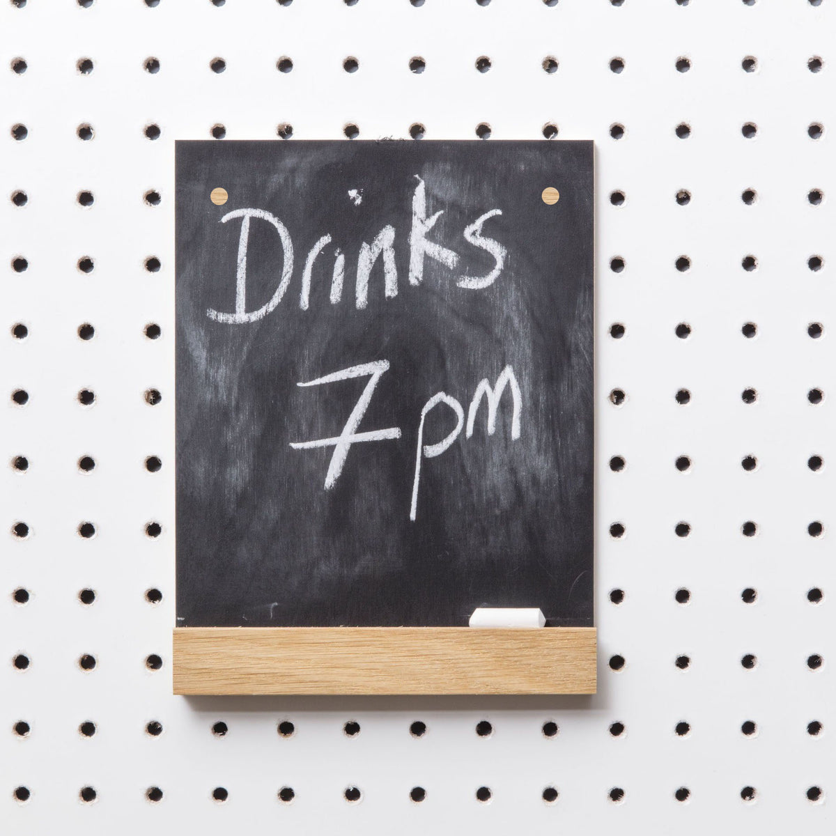 Wooden chalkboard for display pegboard
