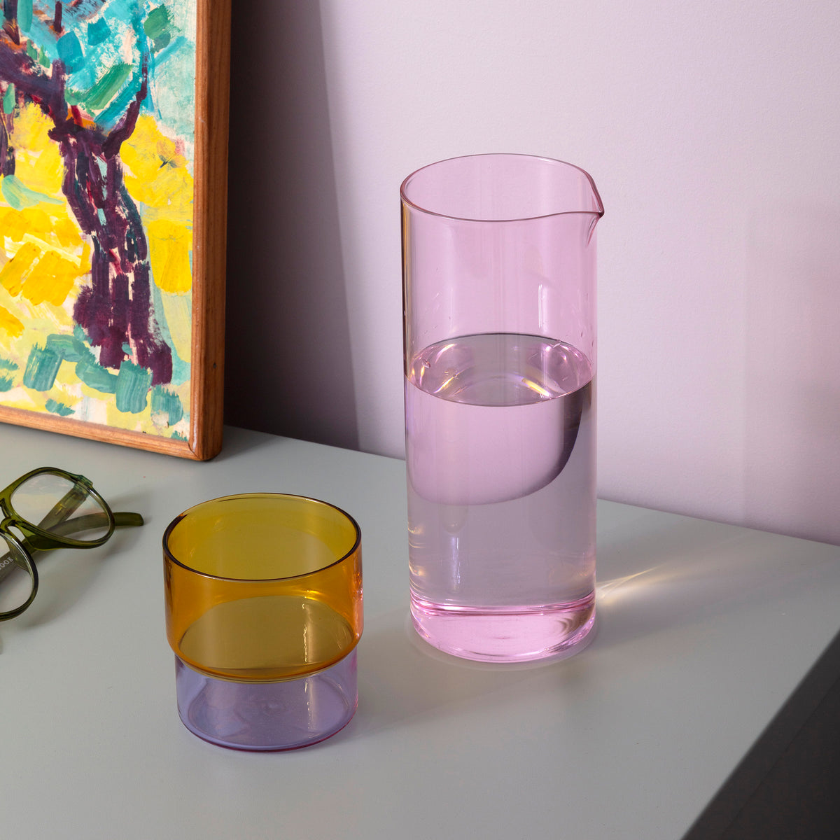 Color Stack Glass Carafe
