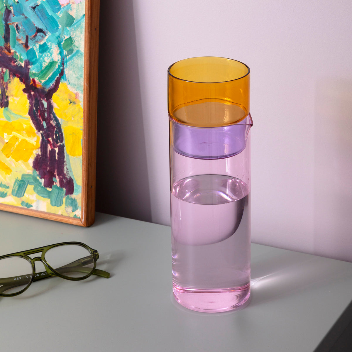 Color Stack Glass Carafe