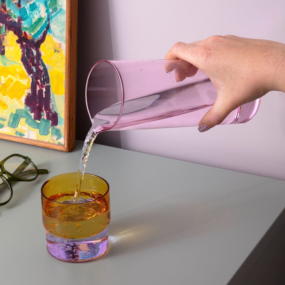 Color Stack Glass Carafe