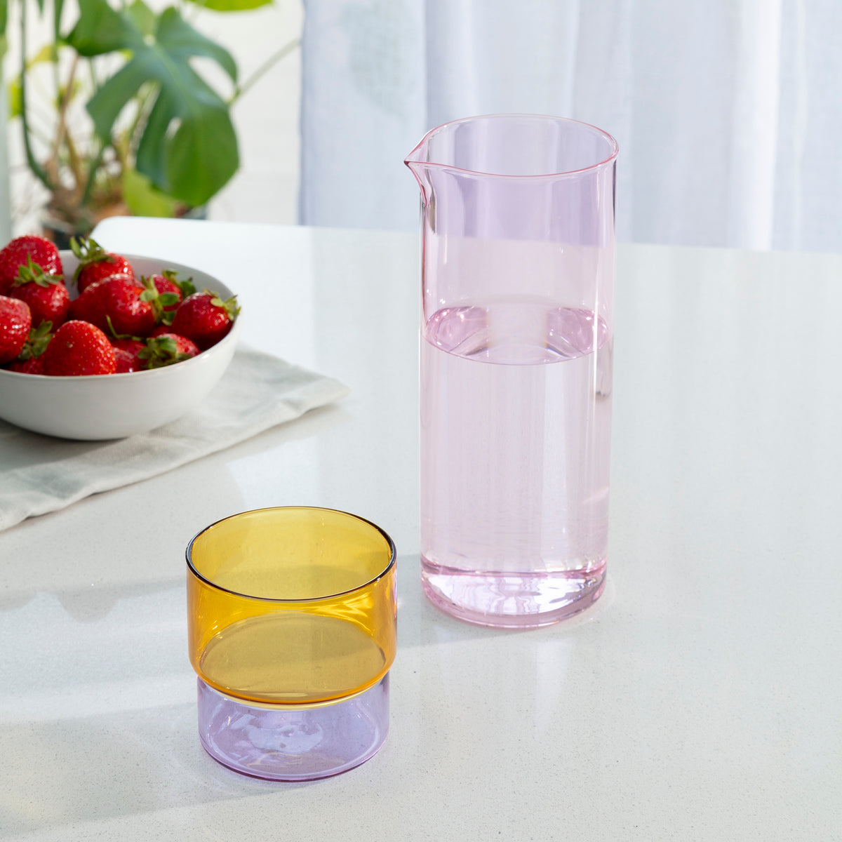 Color Stack Glass Carafe