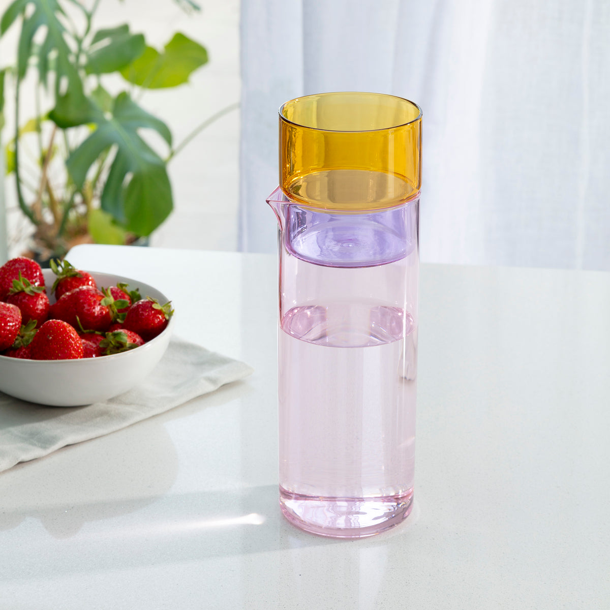 Color Stack Glass Carafe