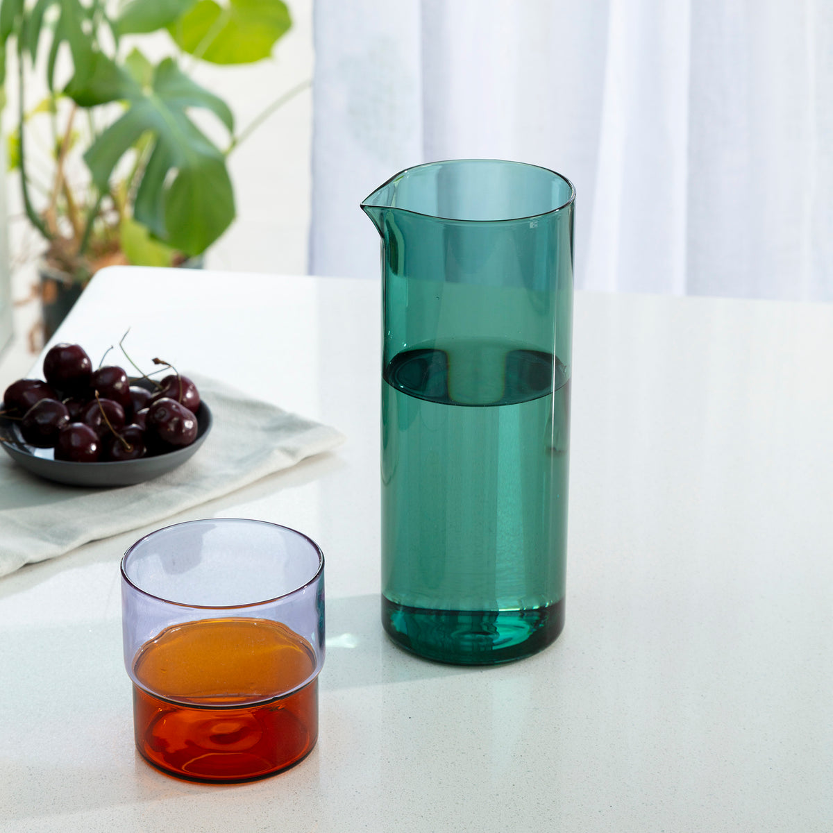 Color Stack Glass Carafe