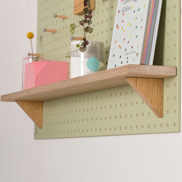 Fixed Large Wooden Pegboard Shelf