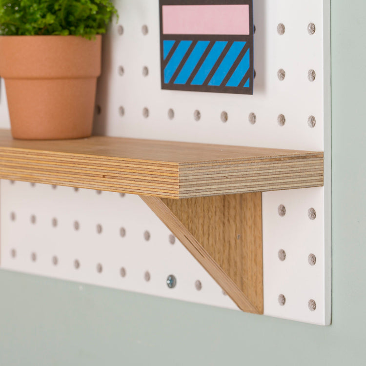 Fixed Small Wooden Pegboard Shelf