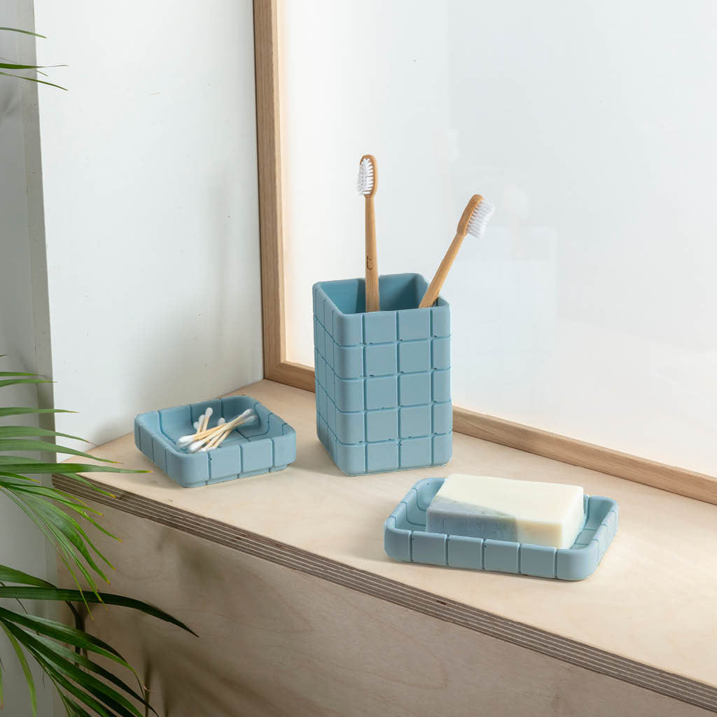 jesmonite toothbrush holder and soap dish