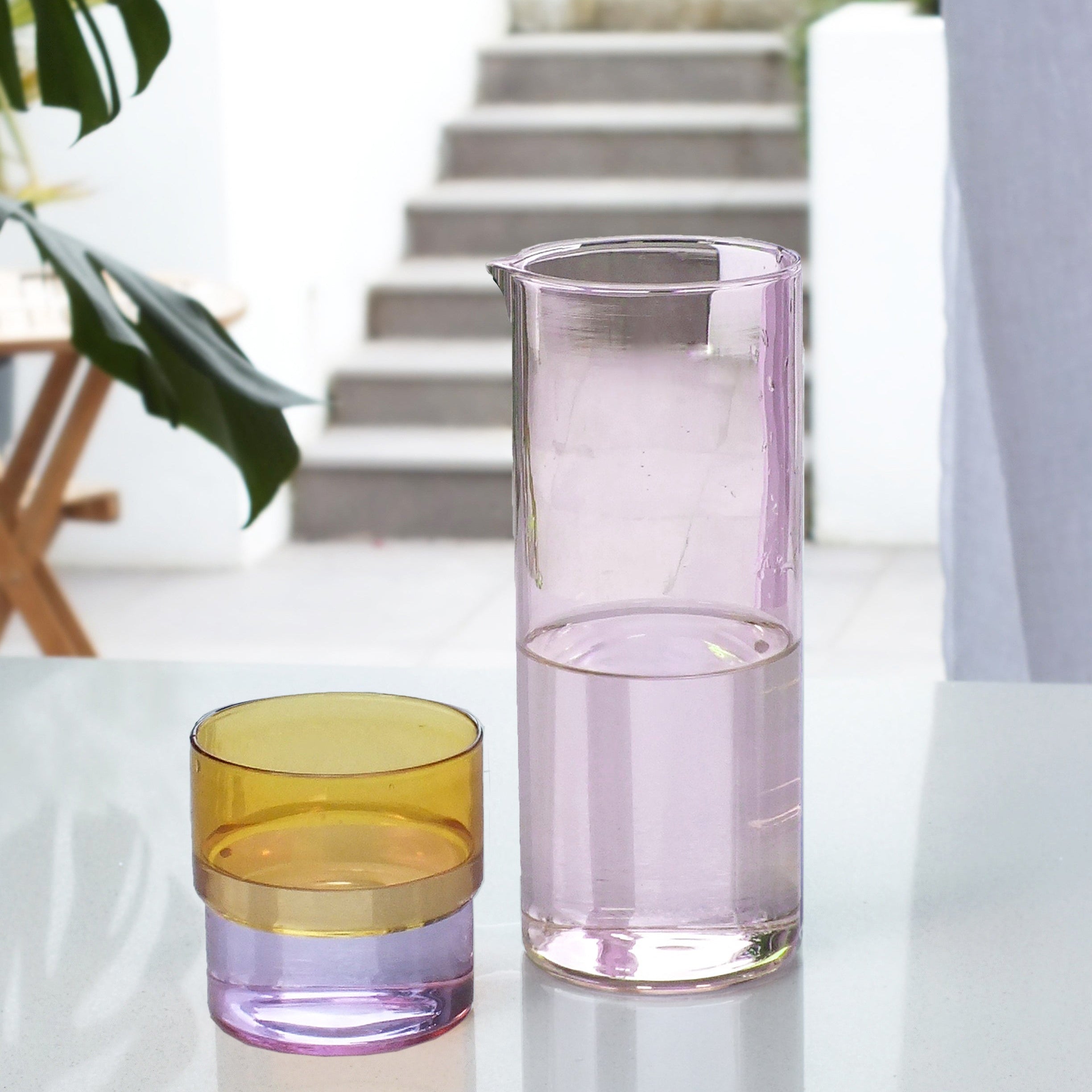 Color Stack Glass Carafe