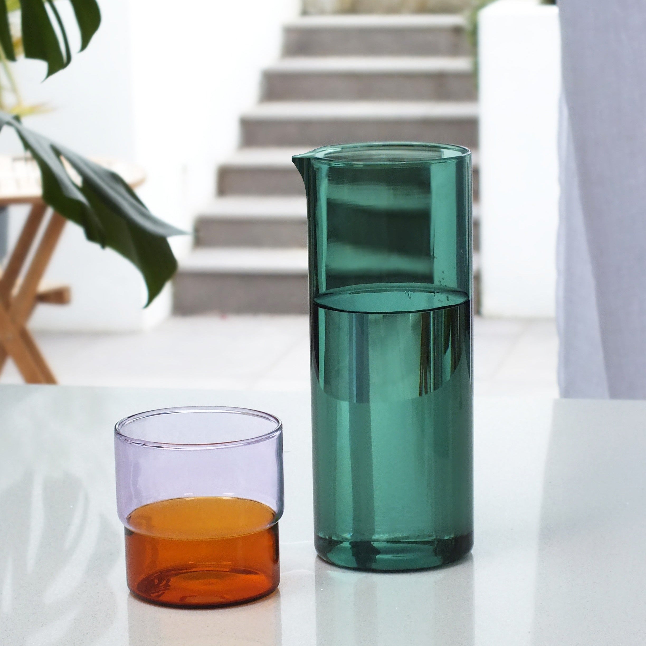 Color Stack Glass Carafe