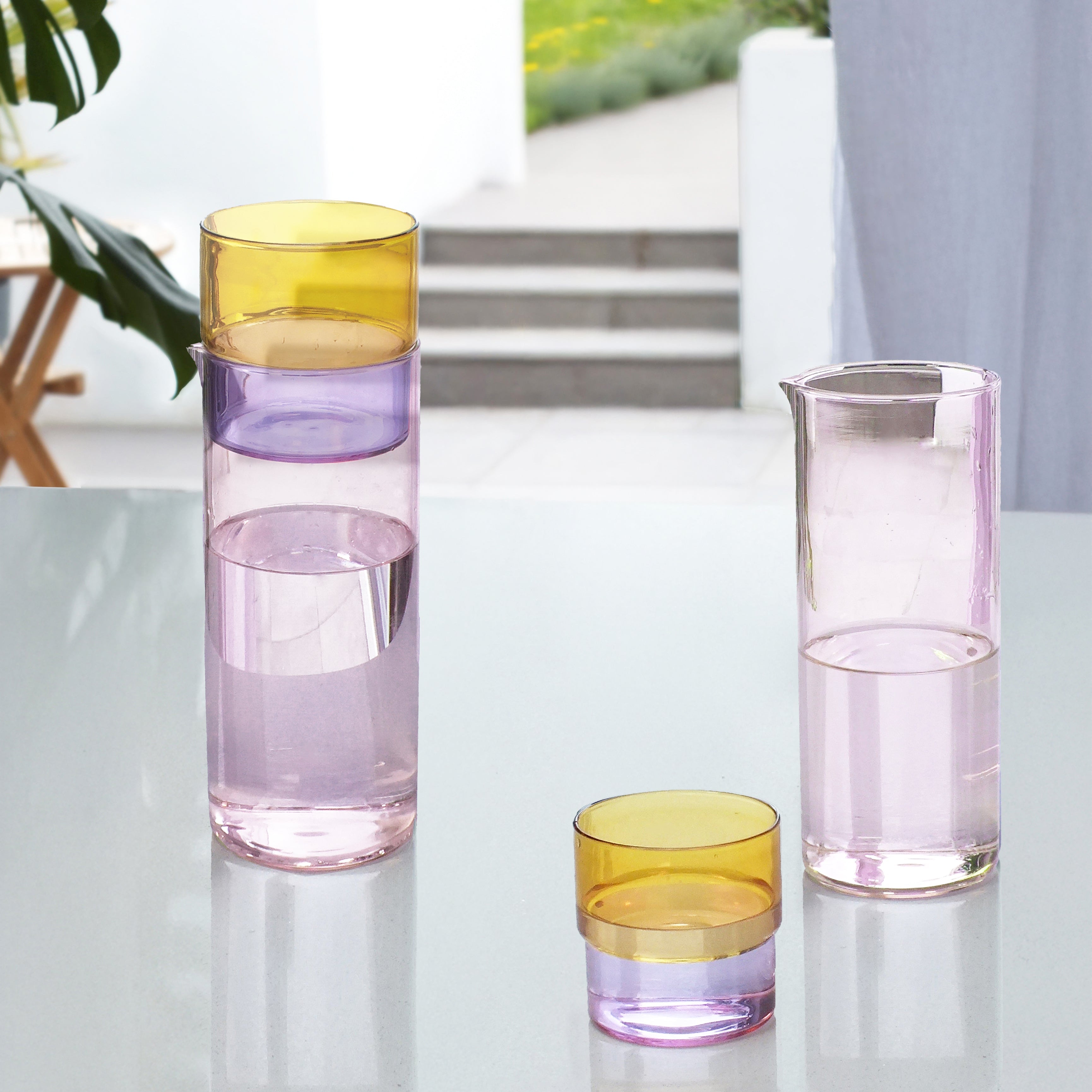Color Stack Glass Carafe