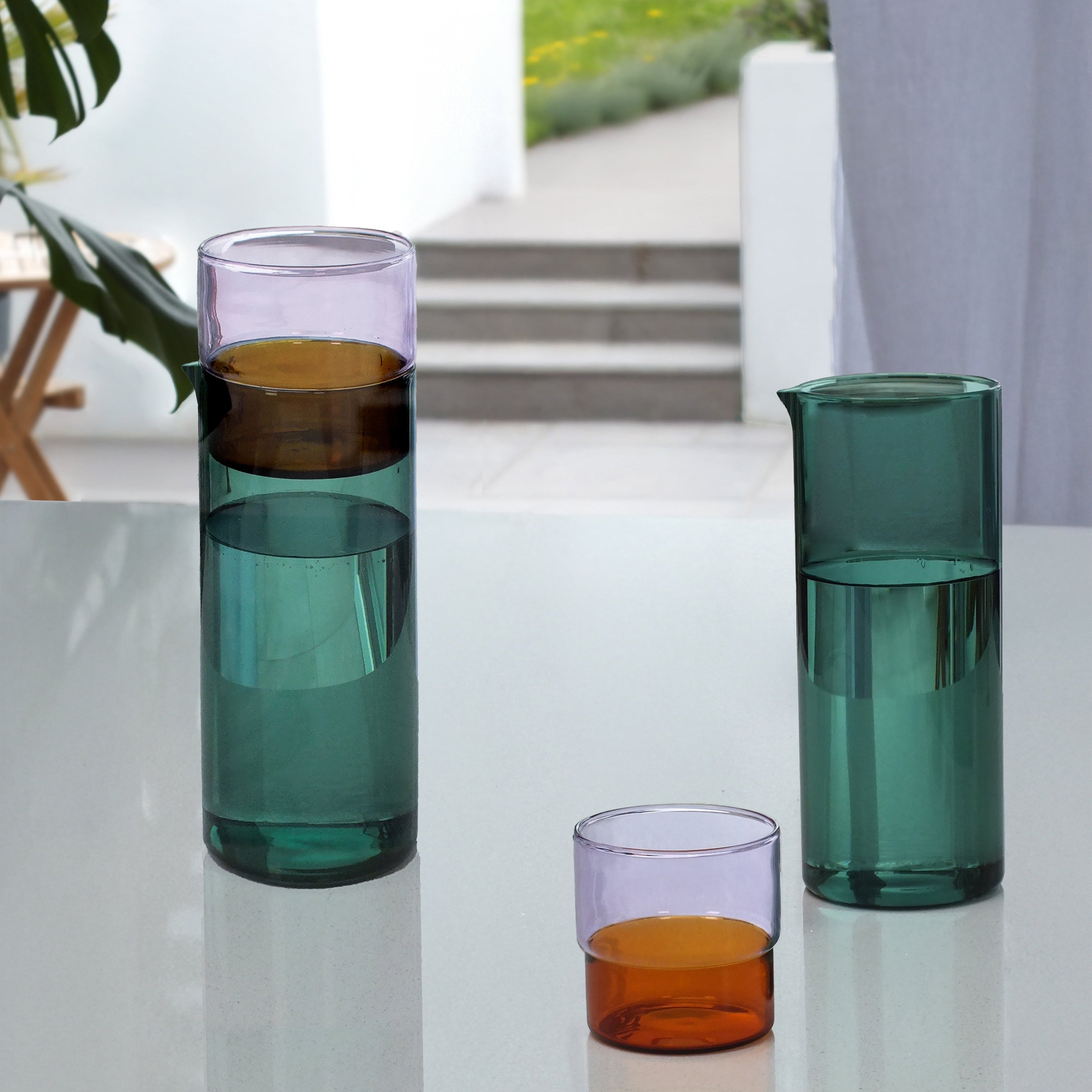 Color Stack Glass Carafe