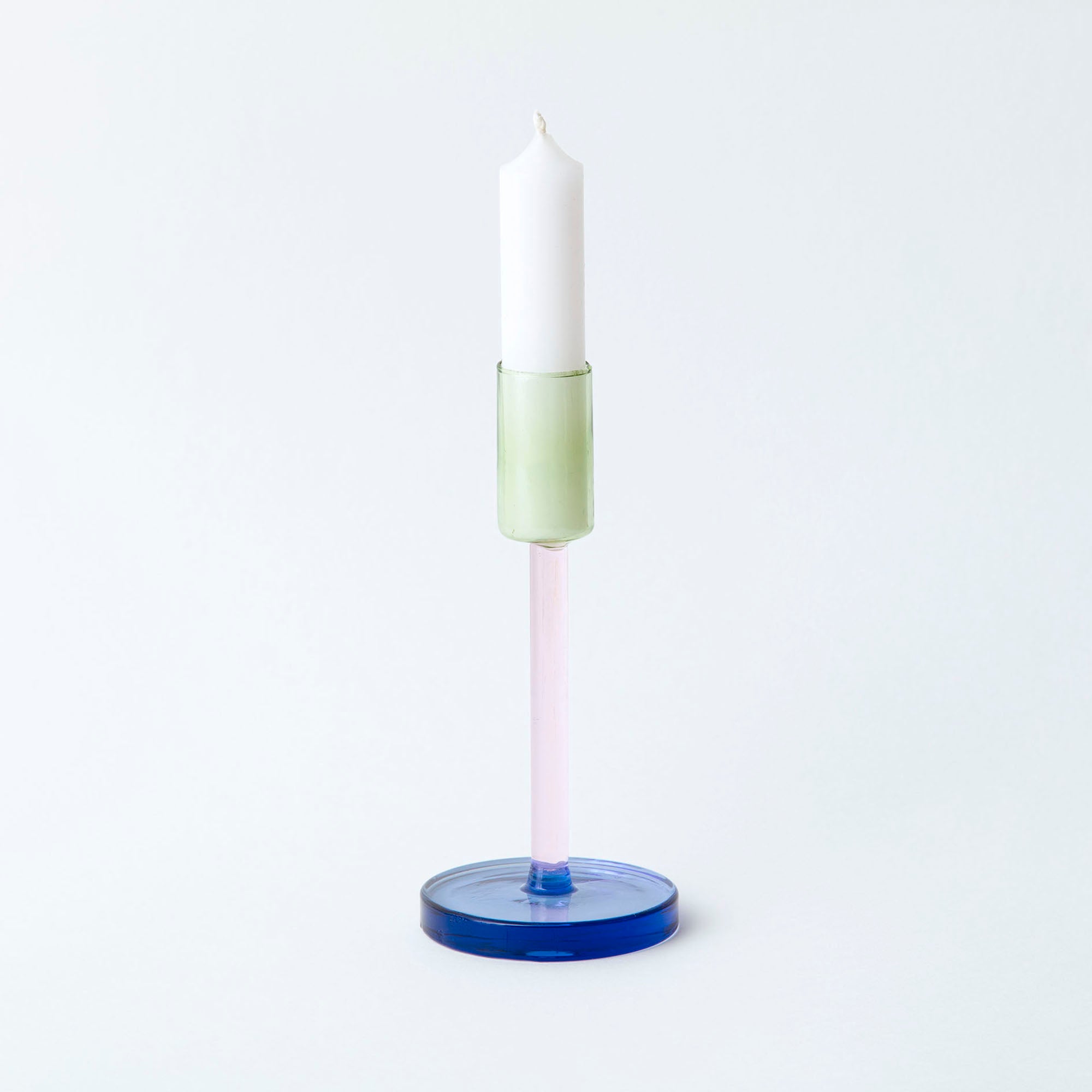 Dual Colour Tall Glass Candle Holder