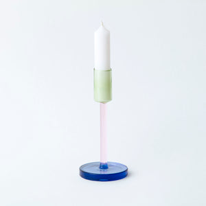 Dual Colour Tall Glass Candle Holder - Seconds