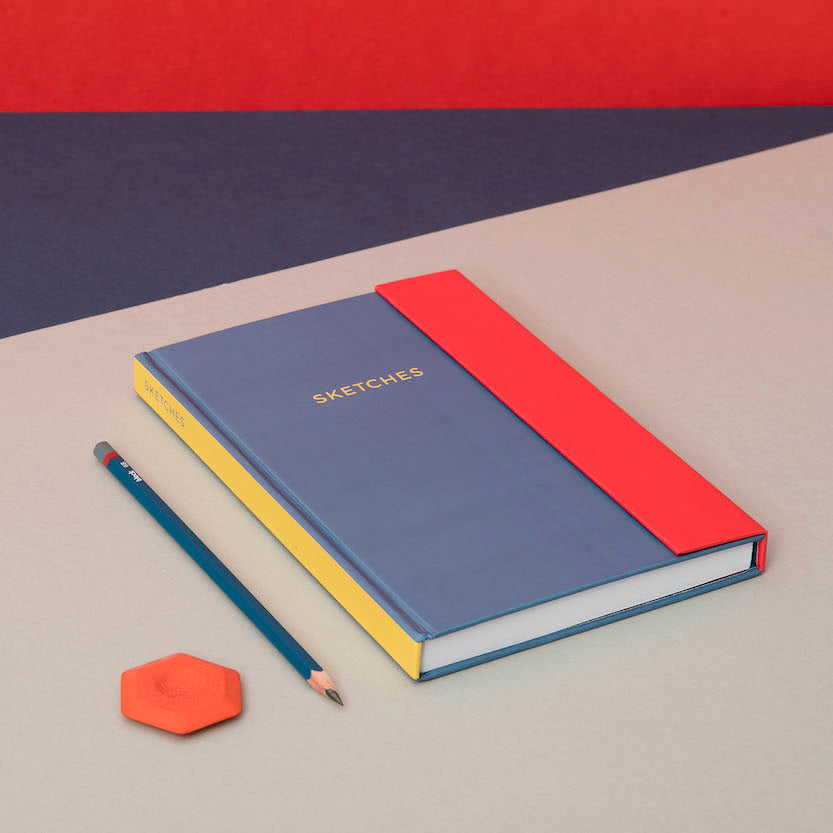 A5 hardback sketchbook with sticky corner tab