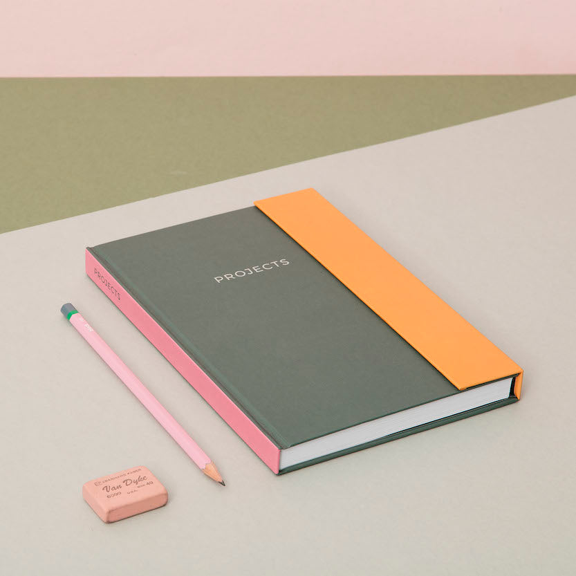 A5 hardback sketchbook with sticky corner tab