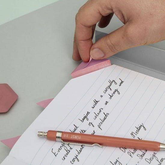 A5 hardback notebook with sticky corner tab
