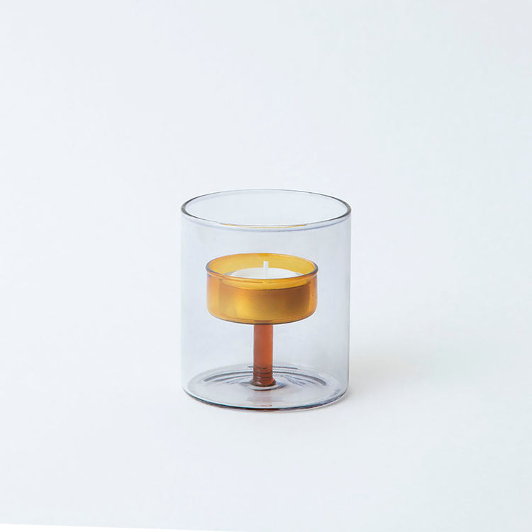 Duo Tone Glass Tea-light Holder - Seconds