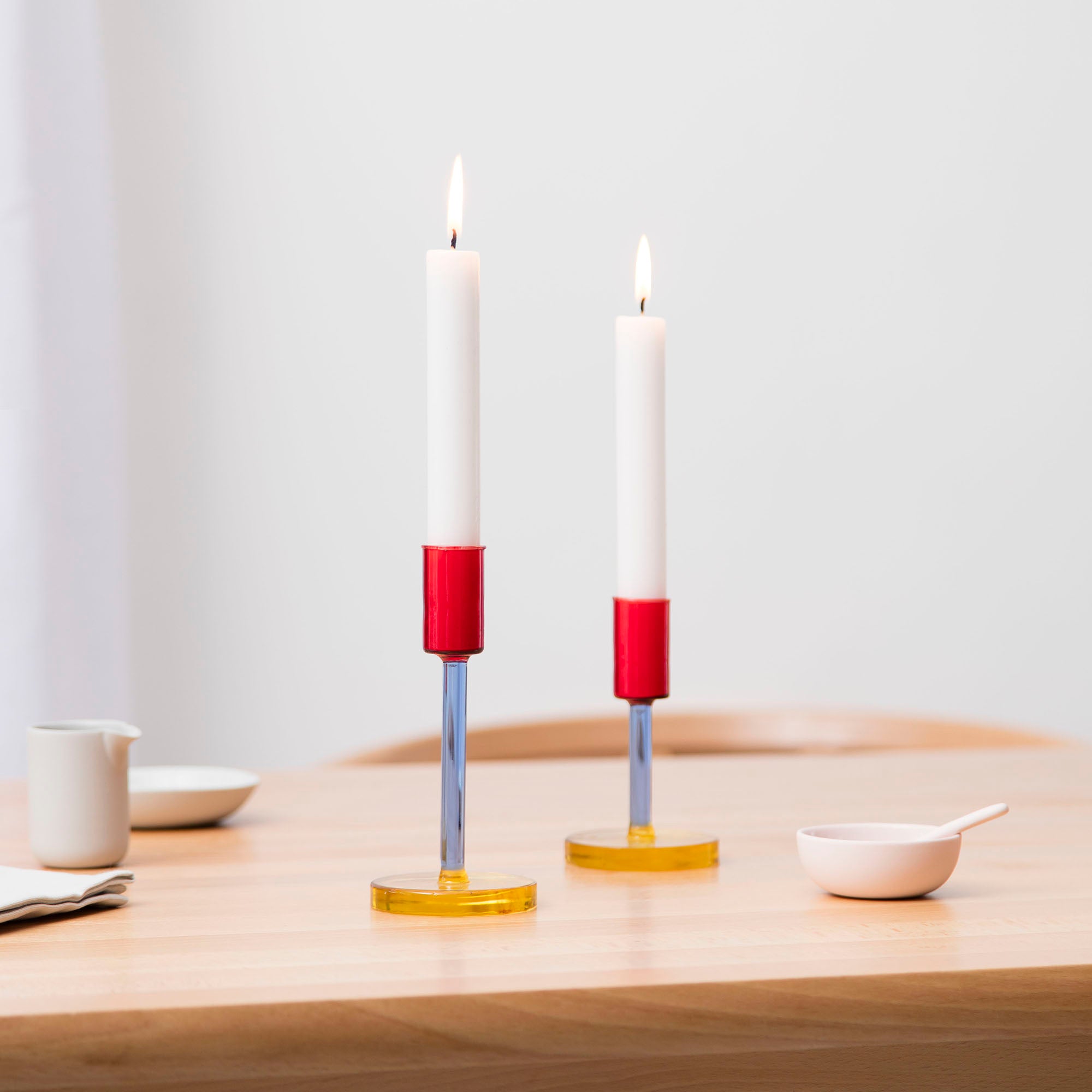 Dual Colour Tall Glass Candle Holder - Seconds