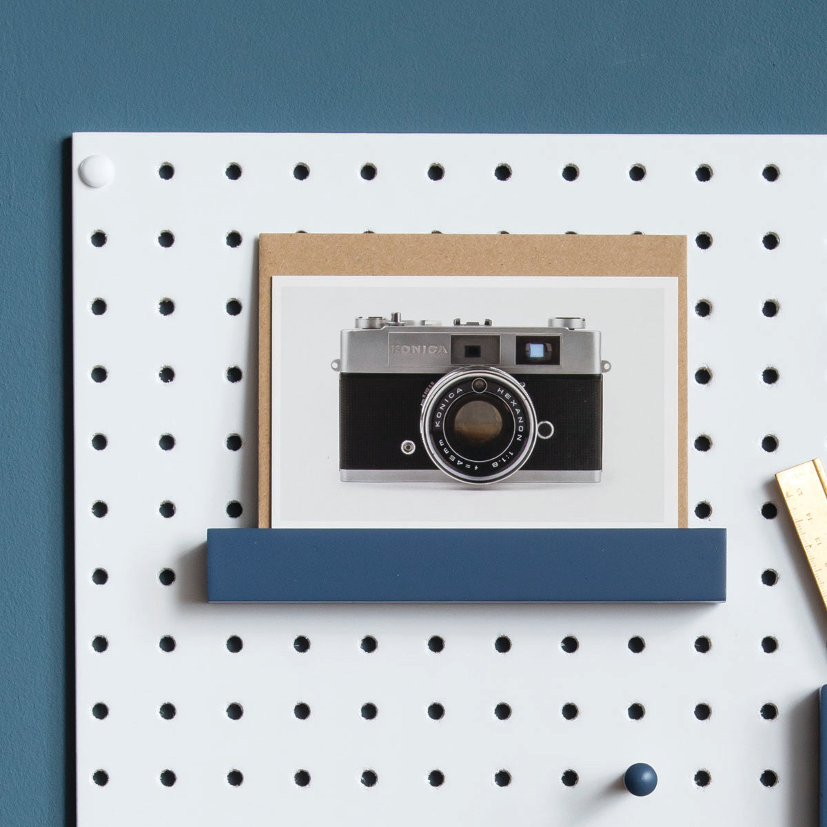 Wooden Pegboard Picture Shelf