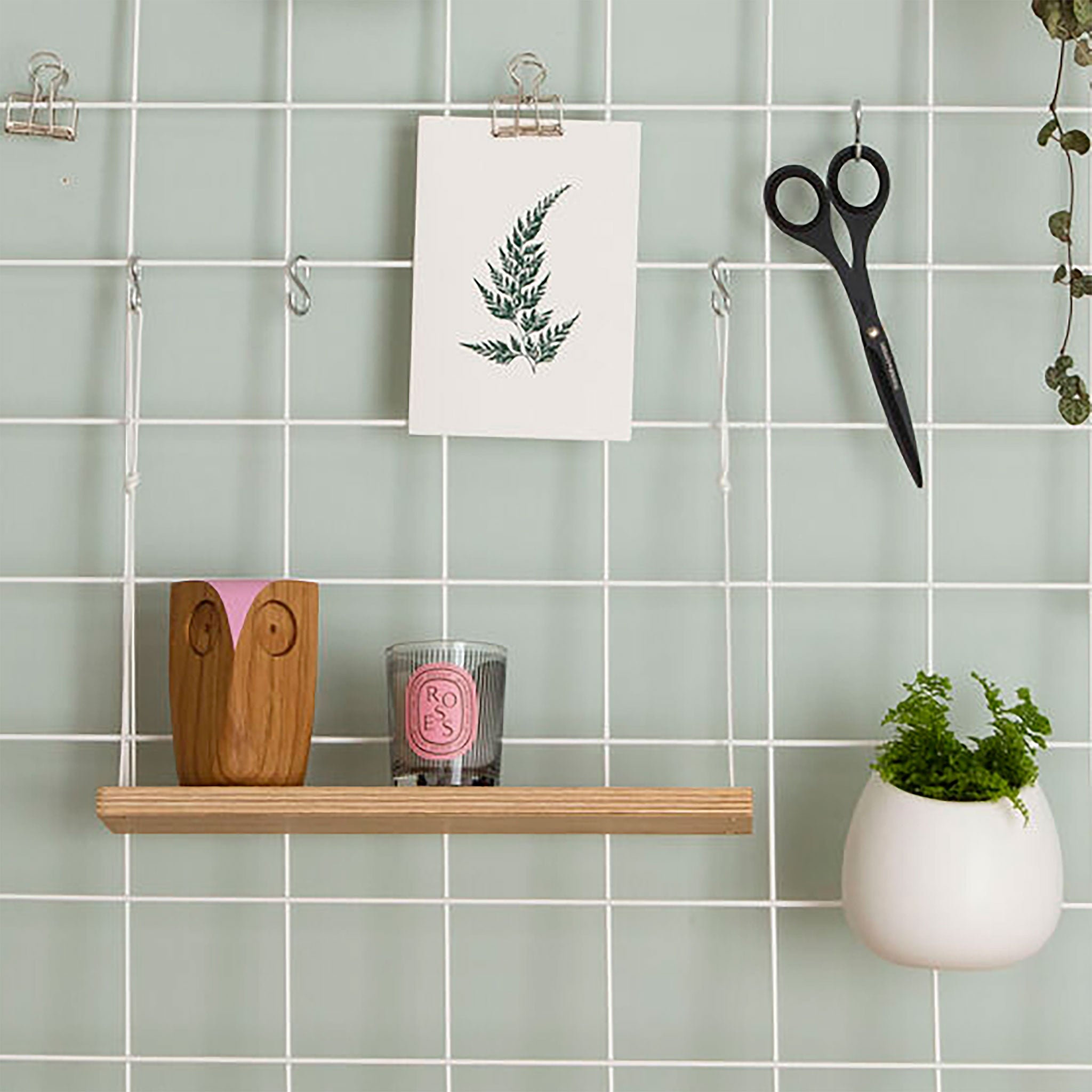 Wire Mesh Memoboard String Shelf