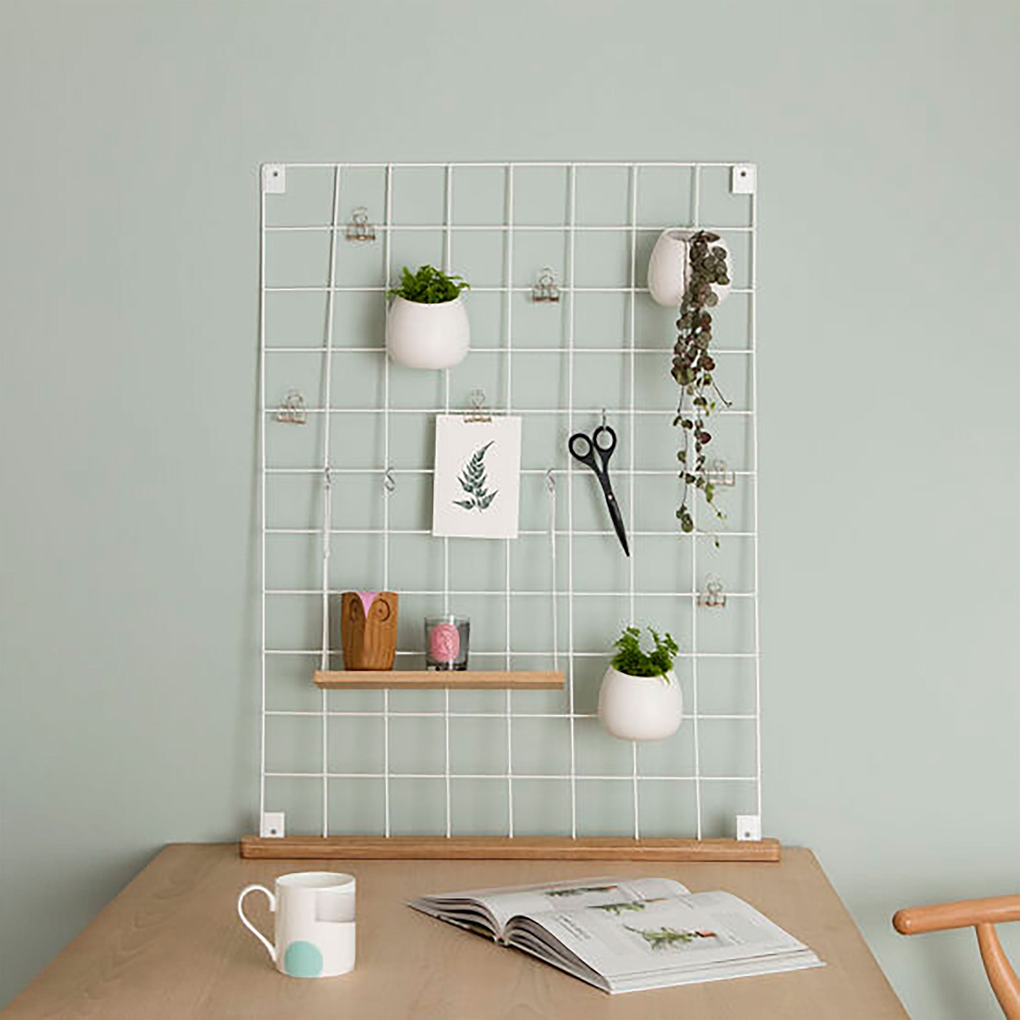 Wire Mesh Memoboard String Shelf