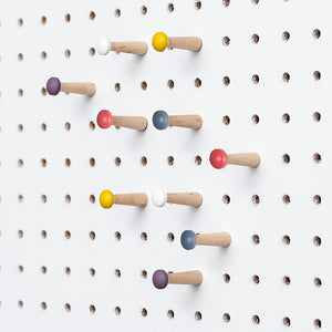 Block Wooden Pegboard Peg Pack - Mixed Colours
