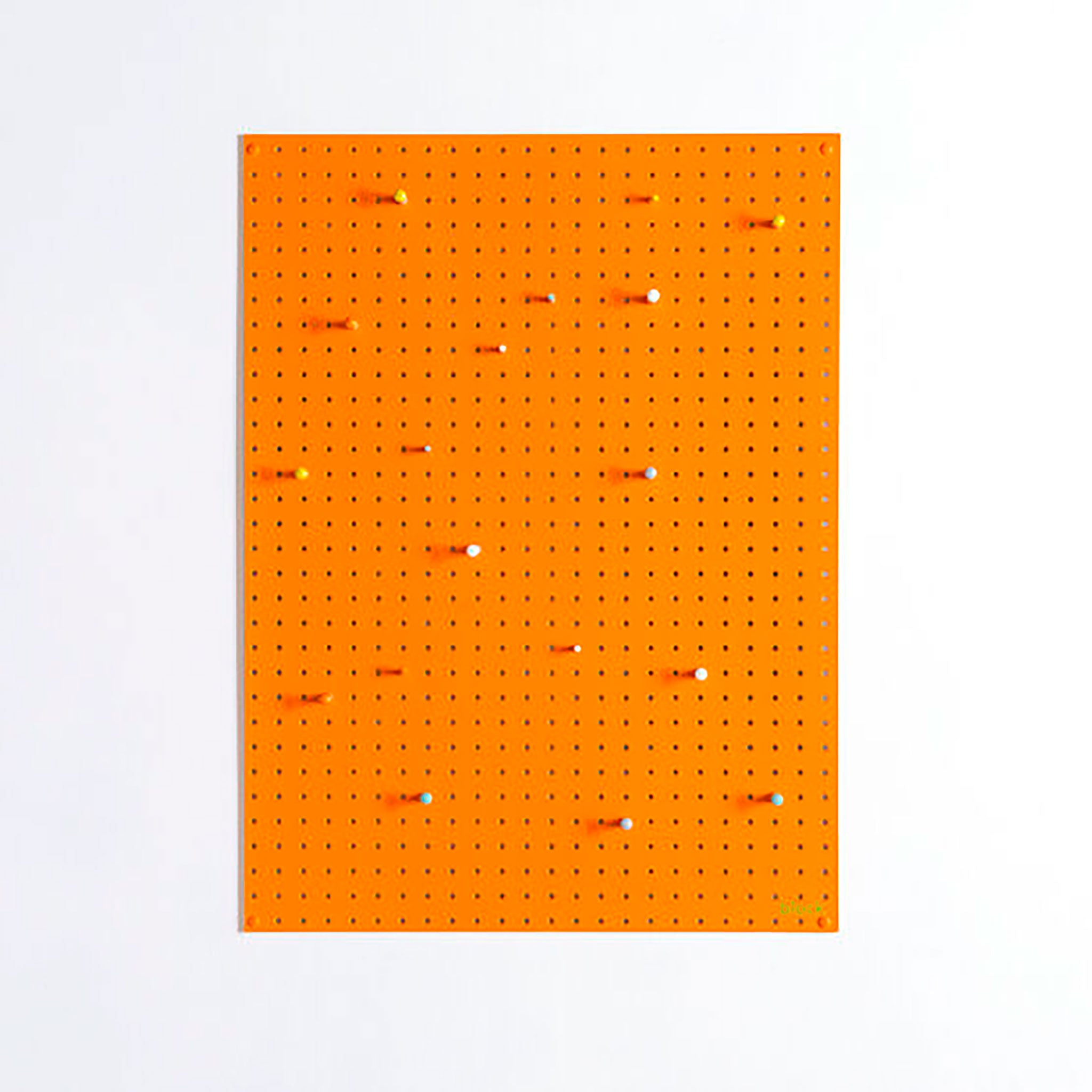 Large orange pegboard and wooden pegs